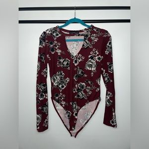 Floral Forever 21 Bodysuit With Cutout in the Front